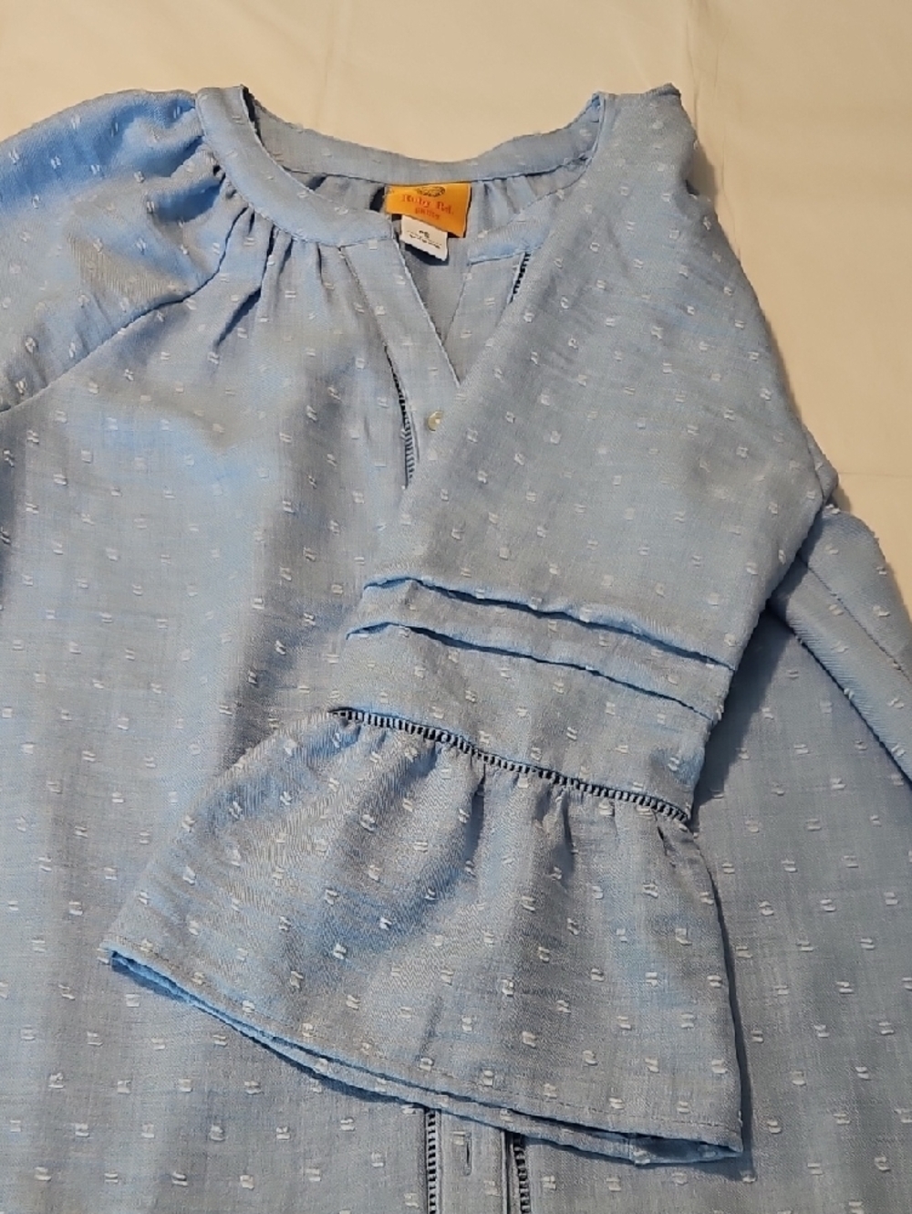 Ruby Rd. Light Blue Textured Button-Front Blouse - Picture 3 of 7